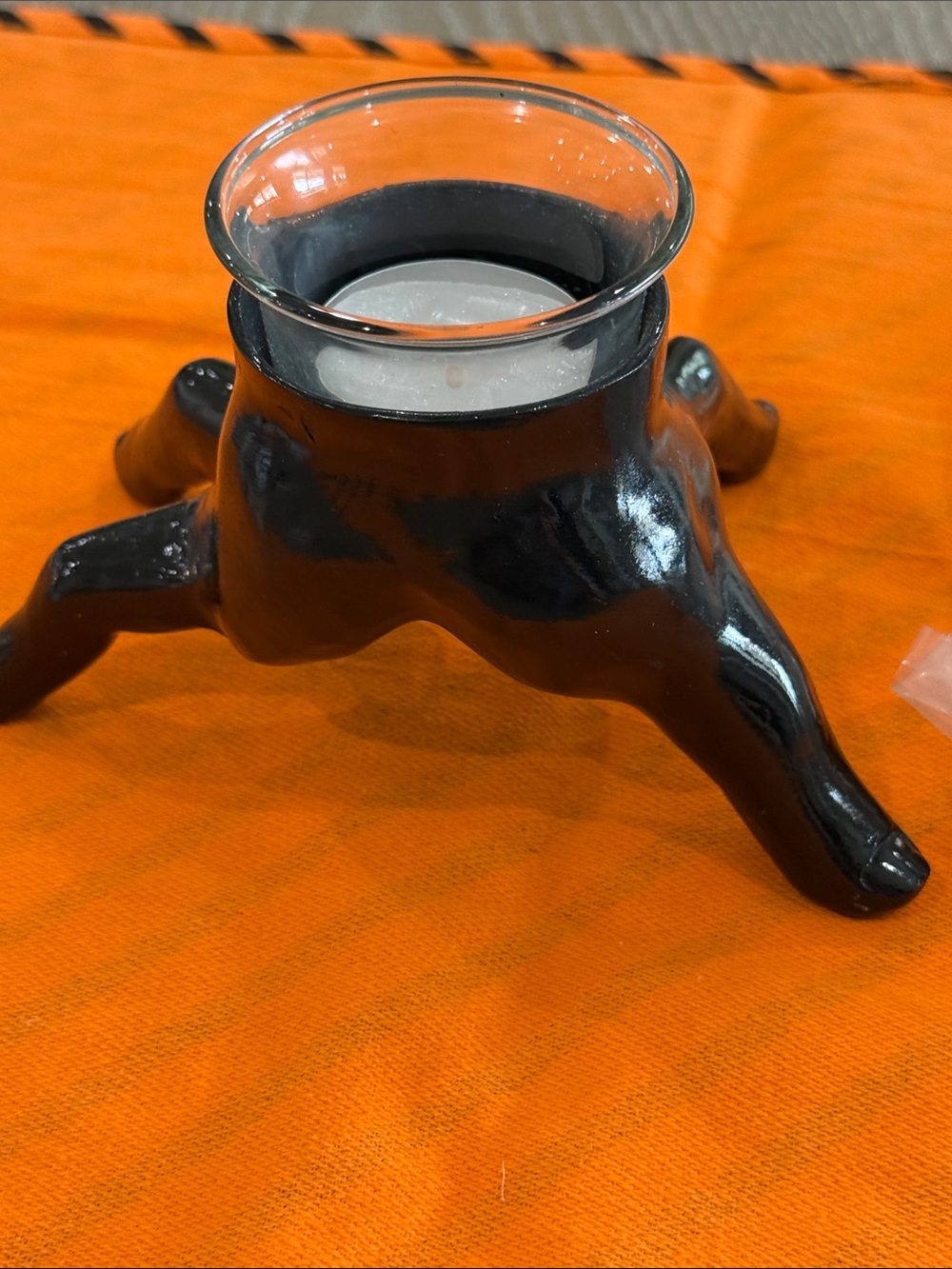 HYDE & EEK! Black Ceramic Hand Tealight Candle Holder w/30 tealights NWOT - Picture 8 of 13